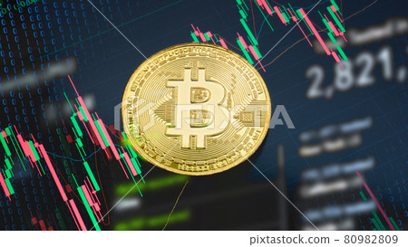 bitcoin  on business chart for  cryptography or business concept. 80982809
