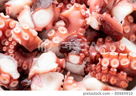 Up of chopped octopus. 80984910