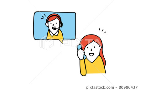 Illustration calling the call center 80986437
