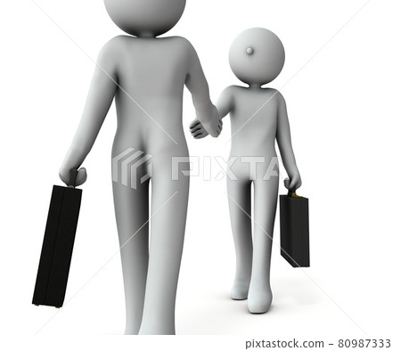 Two businessmen shaking hands. White background. 3D rendering. 80987333