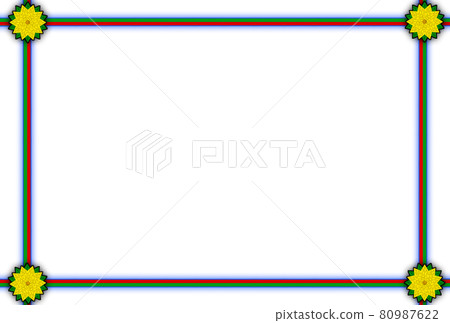 聖誕相框相框-絲帶藍色邊框模糊-5葉黃花-黑色邊框模糊（明信片比例）問候語 80987622