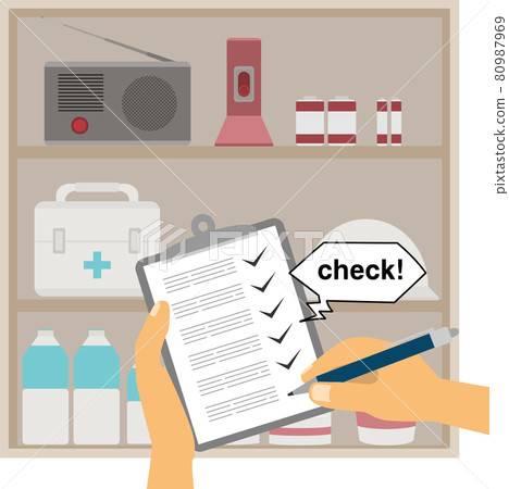 Disaster prevention stockpile checklist Hand ballpoint pen 80987969