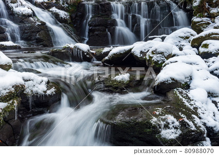 在冬天雪景的菊池峽谷回谷 在冬天雪景的菊池峽谷回谷 80988070