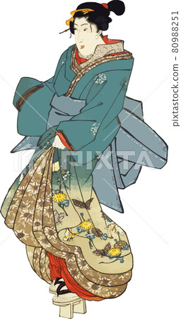 蝴蝶和菊花的和服女人 蝴蝶和菊花的和服女人 80988251