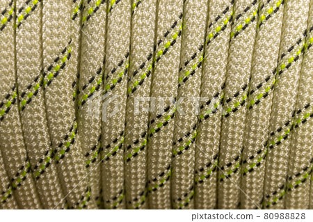 Close-up of coiled sport climbing rope 80988828