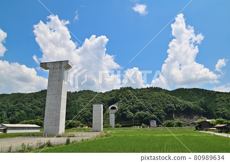 Gifu Prefecture Chubu Jukan Expressway construction work Gifu Prefecture Chubu Jukan Expressway construction work 80989634