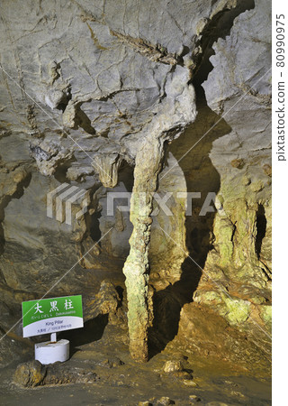 The main pillar of Akiyoshido in Mine City, Yamaguchi Prefecture 80990975