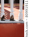 Wooden fence with rotten roots 80991911
