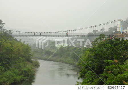 Taiwan, Shihfen, Shihfen Suspension Bridge over the Keelung River Taiwan, Shihfen, Shihfen Suspension Bridge over the Keelung River 80995417