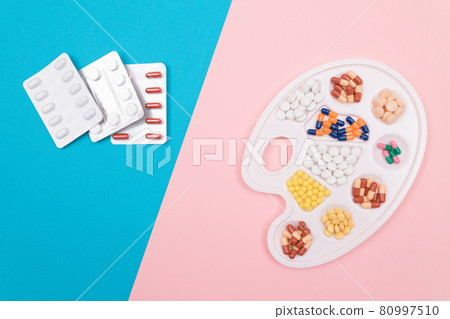 Pharmaceutical Industry and Medicinal Products - Different Colored Pills Pharmaceutical Industry and Medicinal Products - Different Colored Pills 80997510
