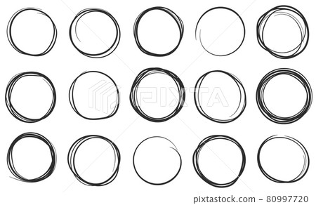 Hand drawn circles, circular brush pen stroke doodles. Scribble circle, round pencil frame, sketch bubble doodle drawing vector set 80997720