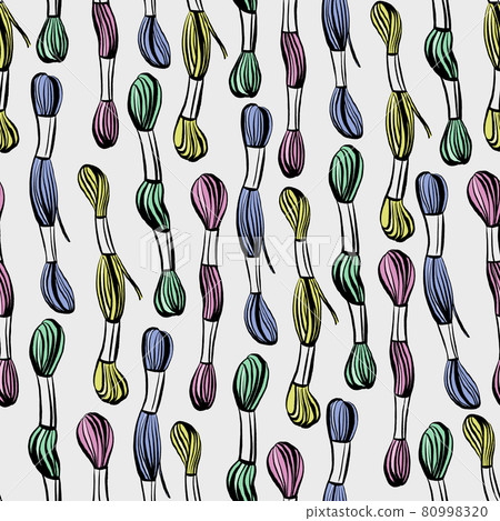 Seamless pattern with a set of floss of different colors for embroidery Seamless pattern with a set of floss of different colors for embroidery 80998320