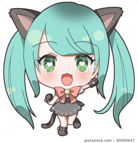 Twin-tailed maid cat ears cheerful girl 80999847