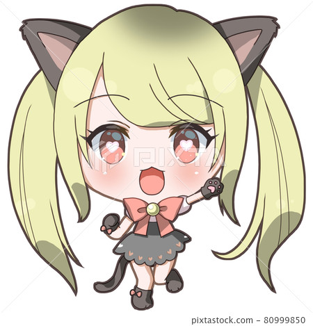 Twin-tailed maid cat ears cheerful girl 80999850