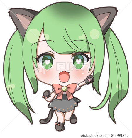 Twin-tailed maid cat ears cheerful girl 80999892