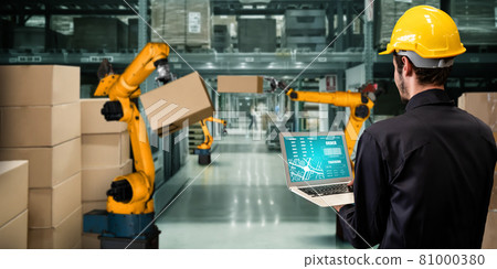 Smart robot arm systems for innovative warehouse and factory digital technology 81000380