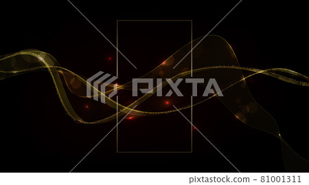 Black composition, abstract shiny golden waves, design element 81001311