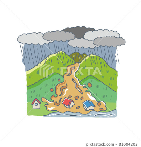 Debris flow disaster image illustration of... - Stock Illustration ...