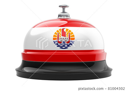 Reception bell with French Polynesian flag, 3D rendering Reception bell with French Polynesian flag, 3D rendering 81004302