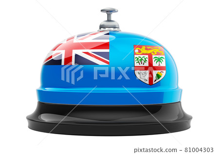 Reception bell with Fijian flag, 3D rendering 81004303