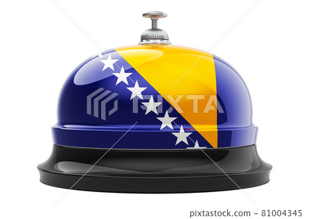 Reception bell with Bosnian flag, 3D rendering Reception bell with Bosnian flag, 3D rendering 81004345