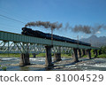 D51 steam locomotive No. 498 crossing the Tone River 81004529