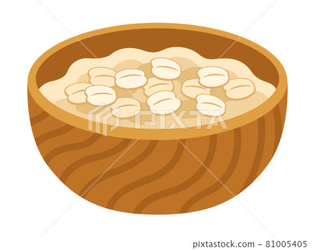 Oatmeal in a wooden bowl 81005405
