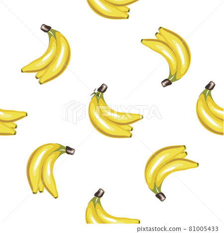 Yellow Banana hand drawn realistic seamless vector pattern 81005433