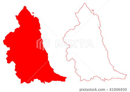 North East England Region (United Kingdom, Region of England) map vector illustration, scribble sketch North East England map 81006930