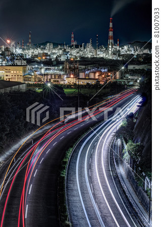 岡山縣倉敷市水島工廠激光七廠夜景 81007033