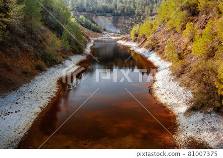 Acid mine drainage at site of abandoned copper mine Acid mine drainage at site of abandoned copper mine 81007375