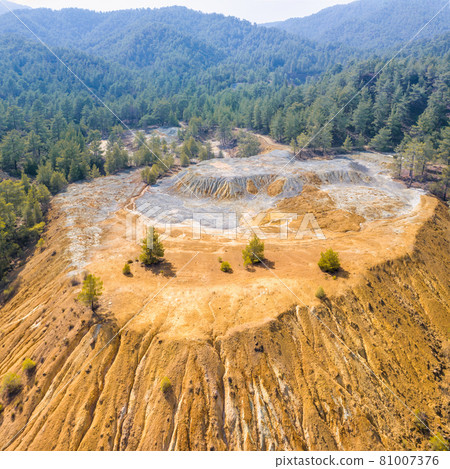 Pyrite ore and sulfide stock piles from abandoned surface mining Pyrite ore and sulfide stock piles from abandoned surface mining 81007376