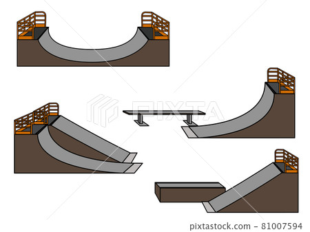 插圖素材:滑板公園使用的練習工具(節)組合插圖(帶主線) 插圖素材:滑板公園使用的練習工具(節)組合插圖(帶主線) 81007594