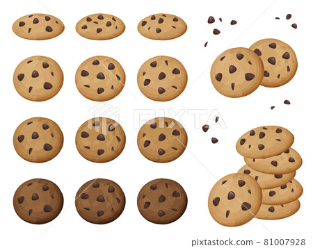 chocolate chip cookie dough scoops on baking sheet - Stock Illustration  [106130583] - PIXTA