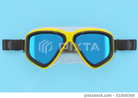 Yellow diving mask isolated on a blue background 81008366