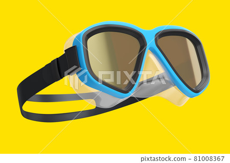 Blue diving mask isolated on a yellow background 81008367