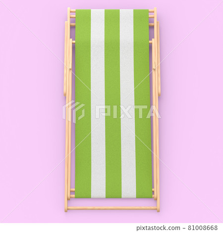 Green striped beach chair for summer getaways isolated on pink background. 81008668