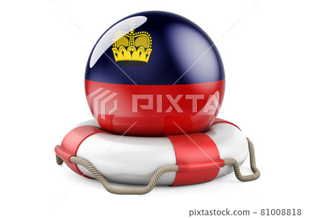 Lifebelt with Liechtensteiner flag. Safe, help and protect of Liechtenstein concept. 3D rendering Lifebelt with Liechtensteiner flag. Safe, help and protect of Liechtenstein concept. 3D rendering 81008818