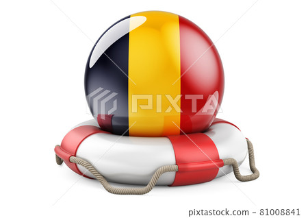 Lifebelt with Chadian flag. Safe, help and protect of Chad concept. 3D rendering 81008841
