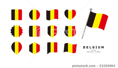 Belgian flag icon set vector illustration of various shapes 81008964