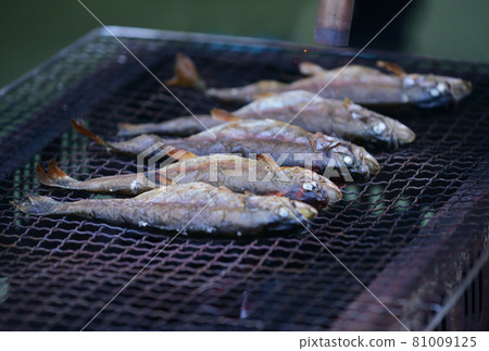 鹽烤虹鱒魚、河魚、淡水魚、虹鱒魚、炭烤、燒烤烹飪 鹽烤虹鱒魚、河魚、淡水魚、虹鱒魚、炭烤、燒烤烹飪 81009125