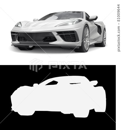 Sports car on a white background. Combined illustration of a normal picture and alpha channel. 3d illustration. Sports car on a white background. Combined illustration of a normal picture and alpha channel. 3d illustration. 81009644