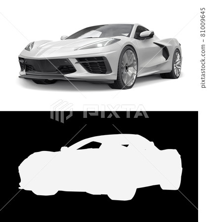 Sports car on a white background. Combined illustration of a normal picture and alpha channel. 3d illustration. Sports car on a white background. Combined illustration of a normal picture and alpha channel. 3d illustration. 81009645