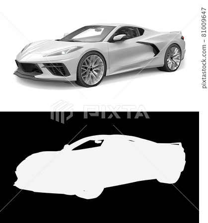 Sports car on a white background. Combined illustration of a normal picture and alpha channel. 3d illustration. Sports car on a white background. Combined illustration of a normal picture and alpha channel. 3d illustration. 81009647
