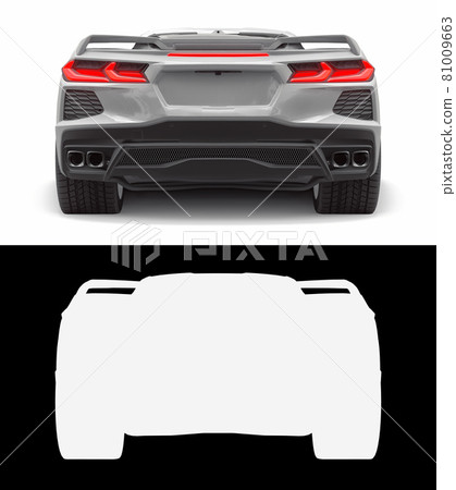 Sports car on a white background. Combined illustration of a normal picture and alpha channel. 3d illustration. Sports car on a white background. Combined illustration of a normal picture and alpha channel. 3d illustration. 81009663