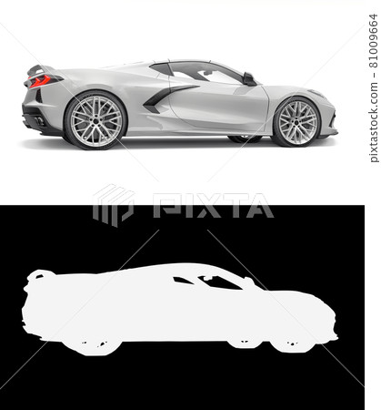 Sports car on a white background. Combined illustration of a normal picture and alpha channel. 3d illustration. Sports car on a white background. Combined illustration of a normal picture and alpha channel. 3d illustration. 81009664