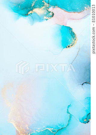 Luxury blue abstract background of marble liquid ink art painting on paper . 81010013
