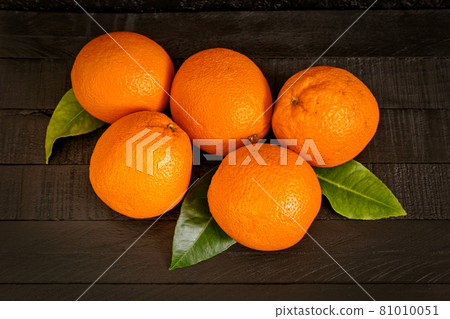 Oranges on the dark wooden table 81010051