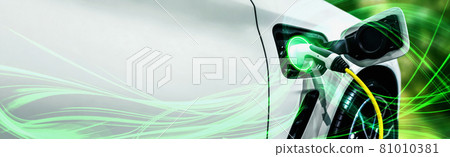 EV charging station for electric car in concept of green energy and eco power 81010381