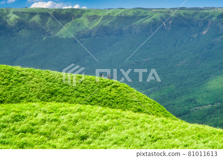 A landscape at Aso Daikanbo with a beautiful green slope A landscape at Aso Daikanbo with a beautiful green slope 81011613